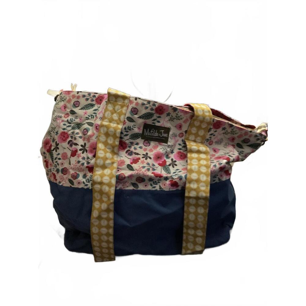 Matilda Jane Floral and Navy Tote Bag /Diaper Bag with Yellow Polka Dot Straps